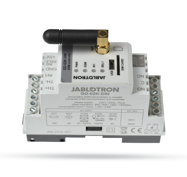 Pensar surco gobierno GD-02K-DIN Universal GSM Communicator and controller | Jablotron