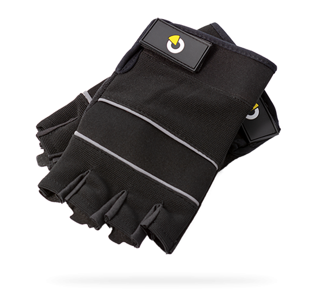 PP-WORKGLOVES-M Fingerless work gloves, black, with logo, size M (palm girth 20 cm)
