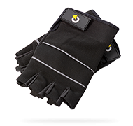 Pracovní rukavice bez prstů, černé, s logem, velikost XL (obvod dlaně 23 cm)